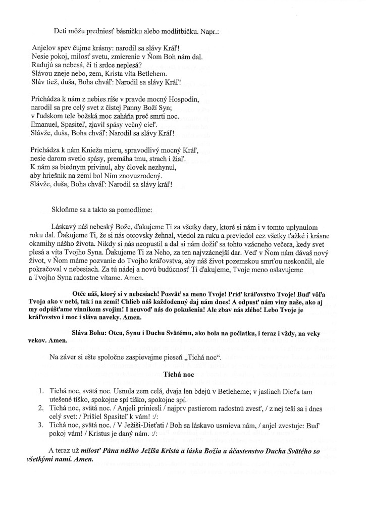 Domáce služby Božie pri štedrovečernom stole 2019 2 str