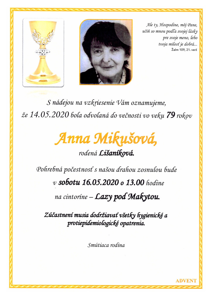 Mikušová Anna parte
