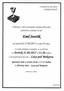 Svorčík Emil parte