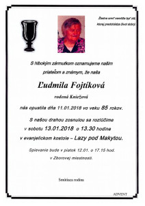Ľudmila Fojtíková parte web